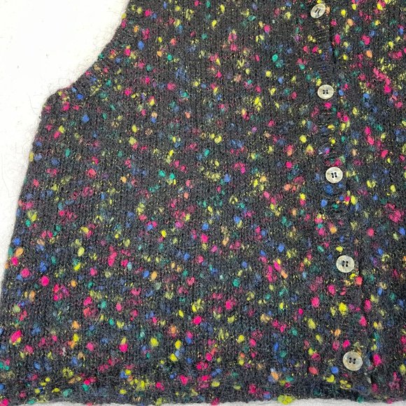 Vintage STEFANO BASICS Womens 18/20 Plus Black Multi Speckled Mohair Button Vest - Picture 4 of 9